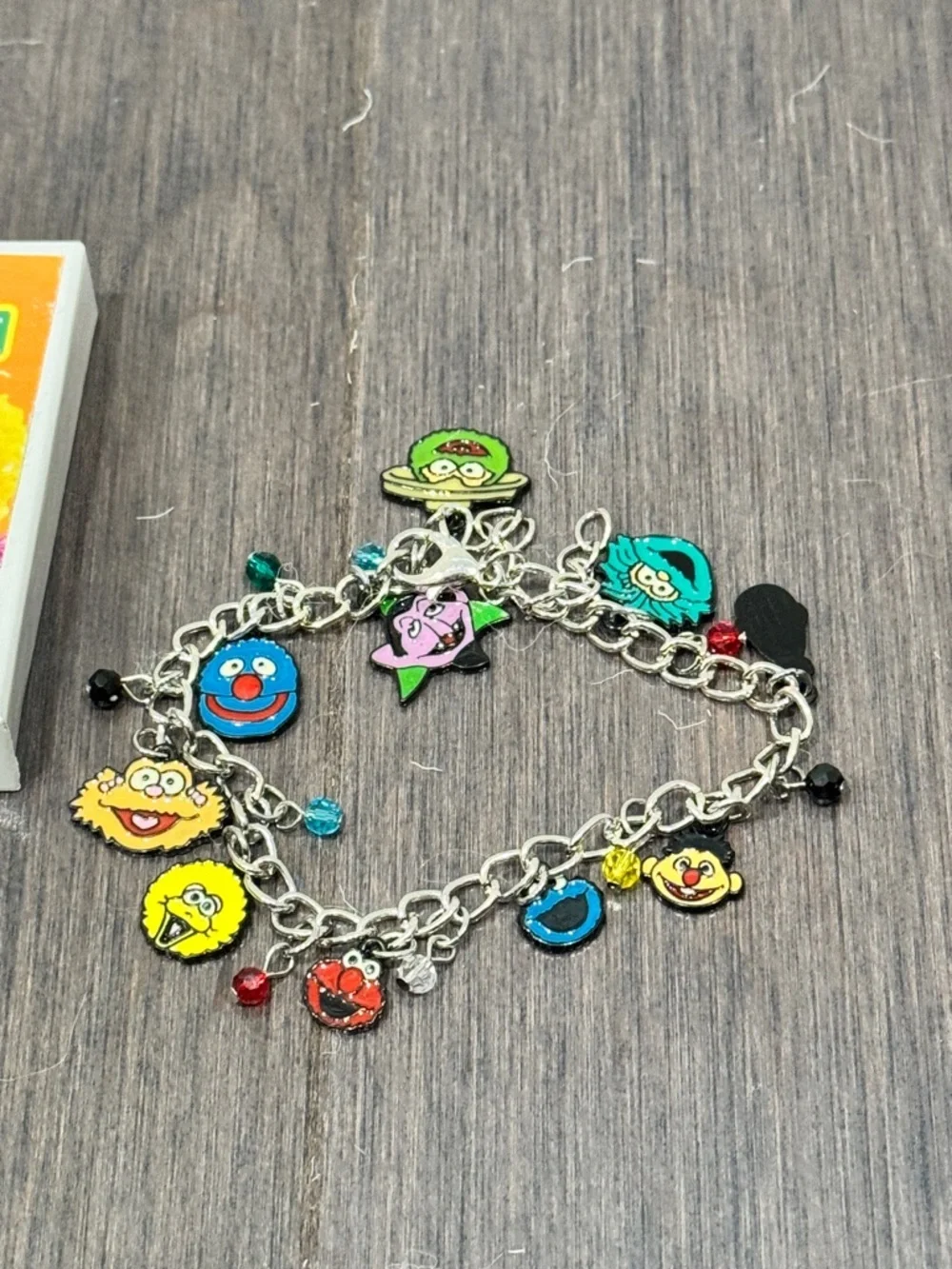 NWT CUSTOM MADE Sesame Street Silver Character Charm Bracelet Girls Elmo